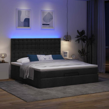 vidaXL Ottomán ágykeret matraccal fekete 160x200cm szövet ágy és ágykellék