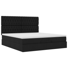 vidaXL Ottomán ágykeret matraccal fekete 180x200cm szövet (3313260) ágy és ágykellék