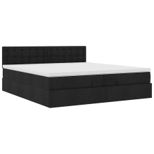 vidaXL Ottomán ágykeret matraccal fekete 200x200 cm anyaggal (3311652) ágy és ágykellék