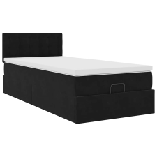 vidaXL Ottomán ágykeret matraccal fekete 80x200cm bársony (3311881) ágy és ágykellék