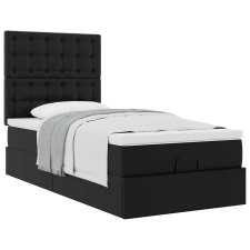 vidaXL Ottomán ágykeret matraccal Fekete 90x190cm műbőrrel ágy és ágykellék