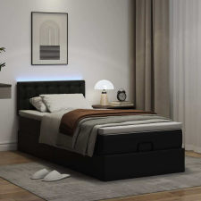 vidaXL Ottomán ágykeret matraccal Fekete 90x190cm műbőrrel ágy és ágykellék