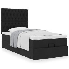 vidaXL Ottomán ágykeret matraccal fekete 90x200cm szövet ágy és ágykellék