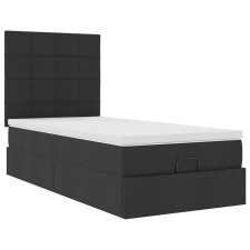 vidaXL Ottomán ágykeret matraccal fekete 90x200cm szövet (3313128) ágy és ágykellék