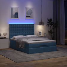 vidaXL Ottomán ágykeret matraccal kék 140x200cm szövet ágy és ágykellék