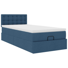 vidaXL Ottomán ágykeret matraccal kék 90x190cm szövet (3311593) ágy és ágykellék
