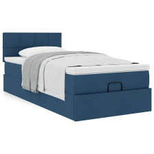 vidaXL Ottomán ágykeret matraccal kék 90x200cm szövet ágy és ágykellék