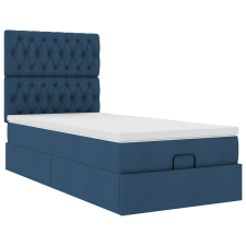 vidaXL Ottomán ágykeret matraccal kék 90x200cm szövet (3313215) ágy és ágykellék