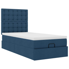 vidaXL Ottomán ágykeret matraccal kék 90x200cm szövet (3313298) ágy és ágykellék