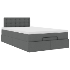 vidaXL Ottomán ágykeret matraccal sötét szürke 120x200cm szövet (3311616) ágy és ágykellék