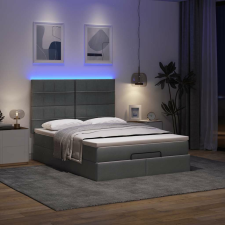 vidaXL Ottomán ágykeret matraccal sötét szürke 140x190cm szövet ágy és ágykellék