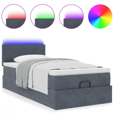 vidaXL Ottomán ágykeret matraccal sötét szürke 80x200cm bársony (3312513) ágy és ágykellék