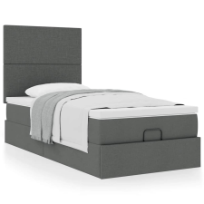 vidaXL Ottomán ágykeret matraccal sötét szürke 90x200cm szövet ágy és ágykellék