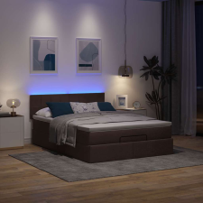 vidaXL Ottomán ágykeret matraccal sötétbarna 140x200cm szövet ágy és ágykellék