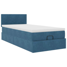 vidaXL Ottomán ágykeret matraccal Sötétkék 100x200cm bársony (3311685) ágy és ágykellék