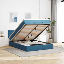 vidaXL Ottomán ágykeret matraccal sötétkék 140x200cm bársony ágy és ágykellék