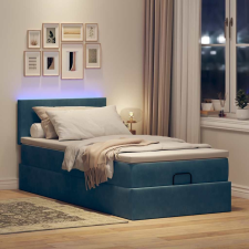 vidaXL Ottomán ágykeret matraccal sötétkék 80x200cm bársony ágy és ágykellék
