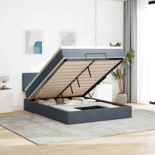 vidaXL Ottomán ágykeret matraccal sötétszürke 140x200cm bársony ágy és ágykellék
