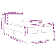 vidaXL Ottomán ágykeret matraccal sötétszürke 80x200cm szövet ágy és ágykellék