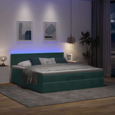 vidaXL Ottomán ágykeret matraccal sötétzöld 180x200cm bársony ágy és ágykellék