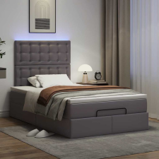 vidaXL Ottomán ágykeret matraccal Szürke 120x200cm műbőrrel ágy és ágykellék