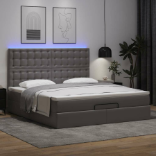 vidaXL Ottomán ágykeret matraccal szürke 180x200cm műbőrrel ágy és ágykellék