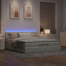 vidaXL Ottomán ágykeret matraccal világosszürke 160x200cm bársony ágy és ágykellék