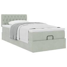 vidaXL Ottomán ágykeret matraccal világosszürke 80x200cm bársony ágy és ágykellék
