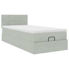 vidaXL Ottomán ágykeret matraccal világosszürke 80x200cm bársony (3311735) ágy és ágykellék