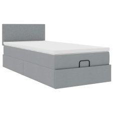 vidaXL Ottomán ágykeret matraccal világosszürke 90x200cm szövet (3311345) ágy és ágykellék