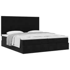 vidaXL Ottomán ágykeret matracokkal fekete 180x200cm bársony (3313756) ágy és ágykellék