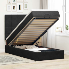 vidaXL Ottomán ágykeret matracokkal fekete 90x200cm bársony ágy és ágykellék