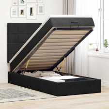 vidaXL Ottomán ágykeret matracokkal fekete 90x200cm bársony ágy és ágykellék
