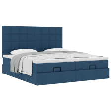 vidaXL Ottomán ágykeret matracokkal kék 200x200cm szövet (3313705) ágy és ágykellék