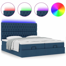 vidaXL Ottomán ágykeret matracokkal kék 200x200cm szövet (3314575) ágy és ágykellék