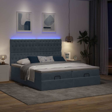 vidaXL Ottomán ágykeret matracokkal sötét szürke 180x200cm bársony ágy és ágykellék