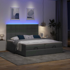 vidaXL Ottomán ágykeret matracokkal Sötét szürke 200x200cm szövet ágy és ágykellék