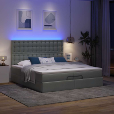 vidaXL Ottomán ágykeret matracokkal Sötét szürke 200x200cm szövet ágy és ágykellék