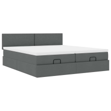 vidaXL Ottomán ágykeret matracokkal Sötét szürke 200x200cm szövet (3311981) ágy és ágykellék