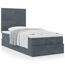 vidaXL Ottomán ágykeret matracokkal sötét szürke 80x200cm bársony ágy és ágykellék