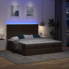 vidaXL Ottomán ágykeret matracokkal Sötétbarna 180x200cm szövet ágy és ágykellék