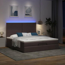 vidaXL Ottomán ágykeret matracokkal Sötétbarna 200x200cm szövet ágy és ágykellék