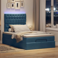 vidaXL Ottomán ágykeret matracokkal sötétkék 120x190cm bársony ágy és ágykellék
