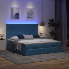 vidaXL Ottomán ágykeret matracokkal sötétkék 180x200cm bársony ágy és ágykellék
