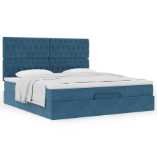 vidaXL Ottomán ágykeret matracokkal sötétkék 180x200cm bársony ágy és ágykellék