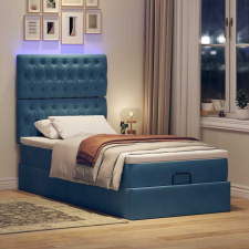vidaXL Ottomán ágykeret matracokkal sötétkék 90x200cm bársony ágy és ágykellék