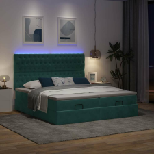 vidaXL Ottomán ágykeret matracokkal sötétzöld 180x200cm bársony ágy és ágykellék