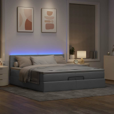 vidaXL Ottomán ágykeret matracokkal Világosszürke 200x200cm szövet ágy és ágykellék