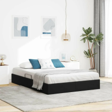 vidaXL Ottomán Ágykeret tárolóval Fekete 140 x 190 cm Bársony ágy és ágykellék