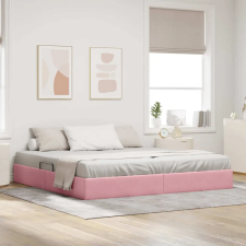 vidaXL Ottomán Ágykeret tárolóval Rózsaszín 200 x 200 cm Bársony ágy és ágykellék